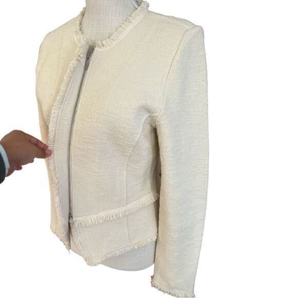 Anthropologie Ett:twa Bardot Knit Moto Jacket Cream/ Ivory - Picture 3 of 11